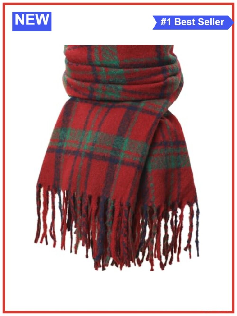 Oversized Cashmere Feel Winter Scarf Blanket Plaid Shawl with Tassels